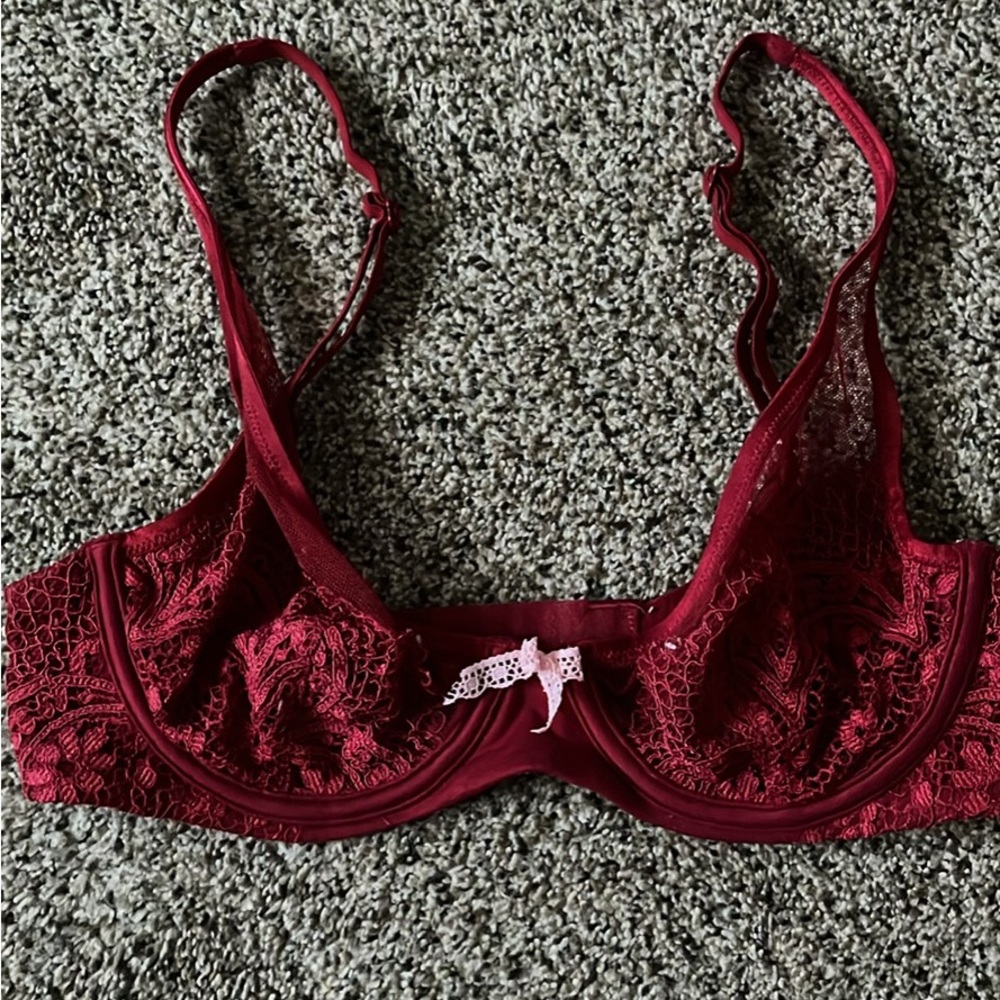 Victoria's Secret Deep Red Lace Bra